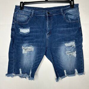 Unbranded Woman’s Shorts 2XL Denim Jeans High Rise Distressed Stretch